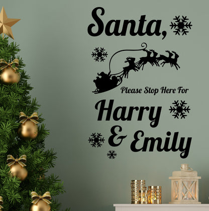 Santa Please Stop Here For Christmas | Window Wall Sticker