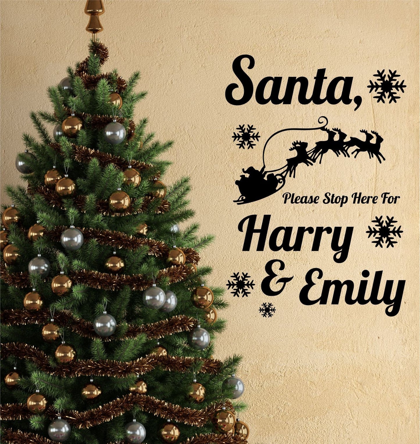 Santa Please Stop Here For Christmas | Window Wall Sticker