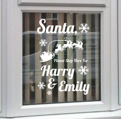Santa Please Stop Here For Christmas | Window Wall Sticker