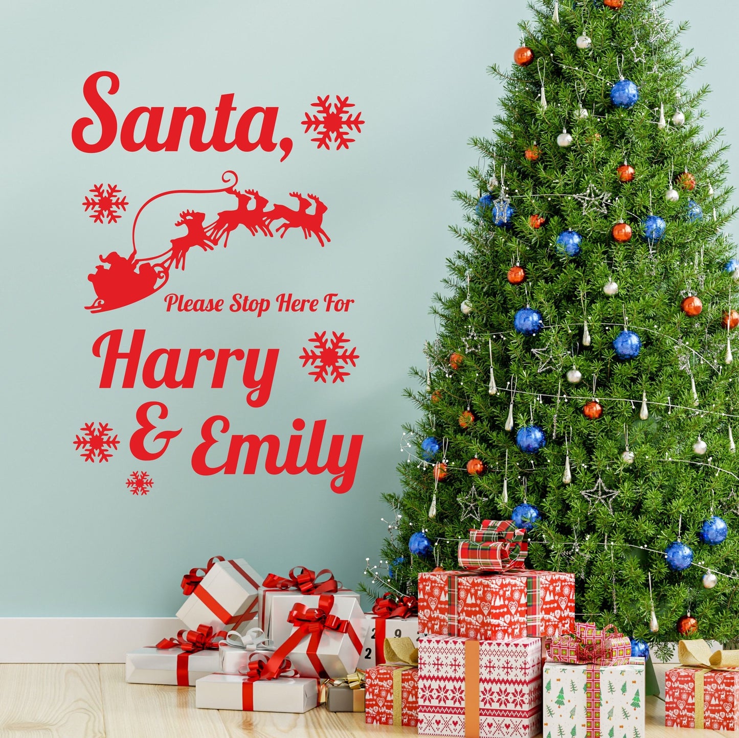 Santa Please Stop Here For Christmas | Window Wall Sticker
