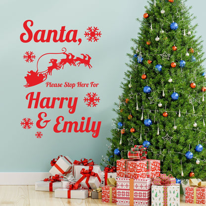 Santa Please Stop Here For Christmas | Window Wall Sticker