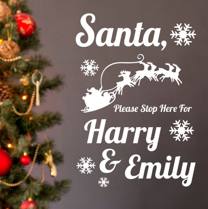 Santa Please Stop Here For Christmas | Window Wall Sticker