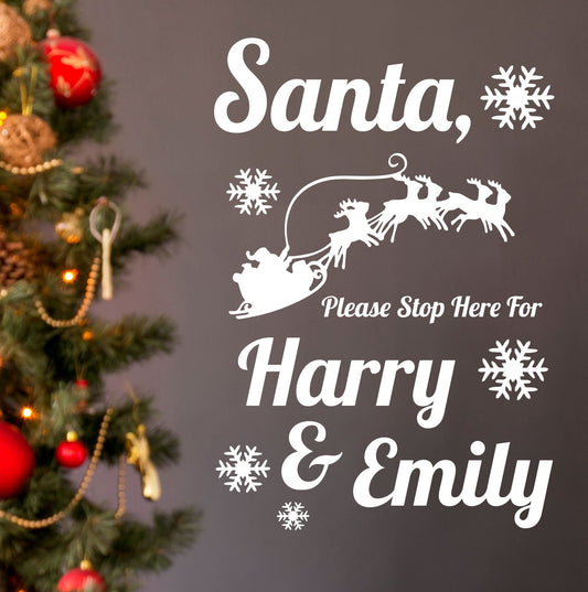 Santa Please Stop Here For Christmas | Window Wall Sticker