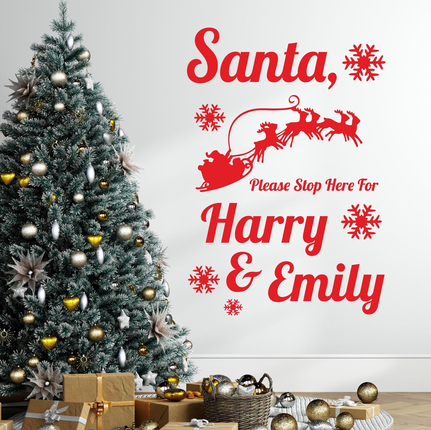 Santa Please Stop Here For Christmas | Window Wall Sticker