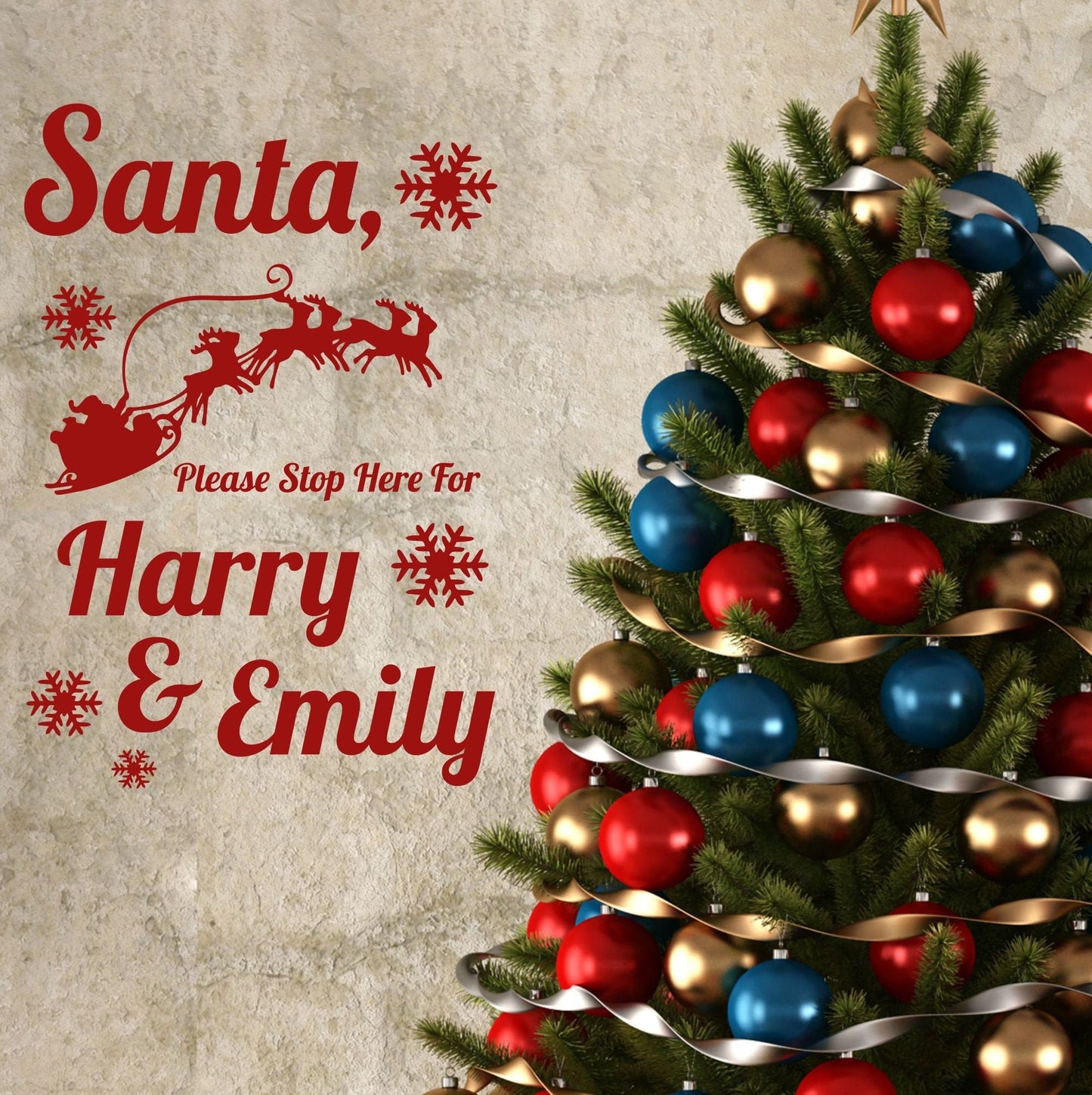 Santa Please Stop Here For Christmas | Window Wall Sticker